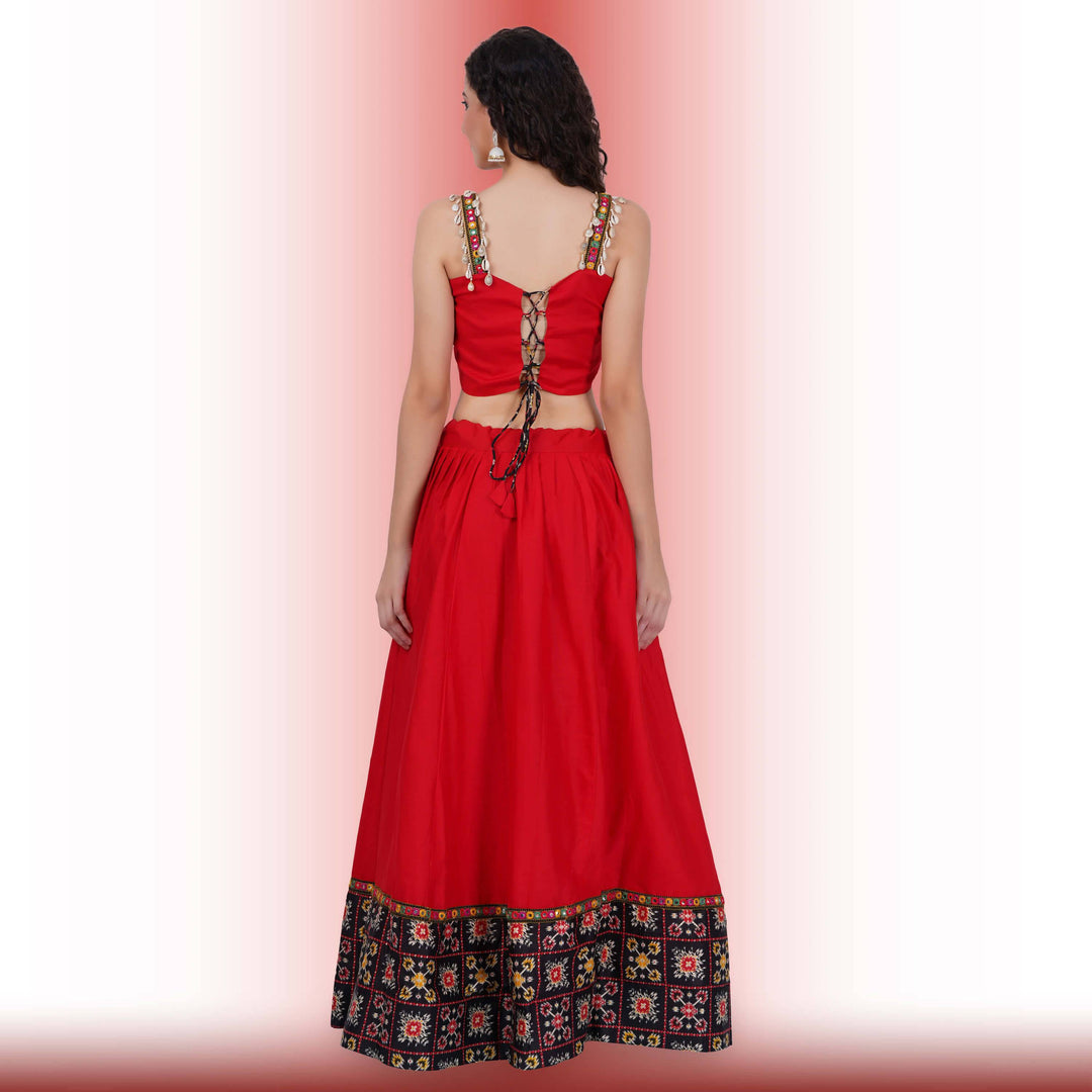 Red and Black Navratri Lehenga
