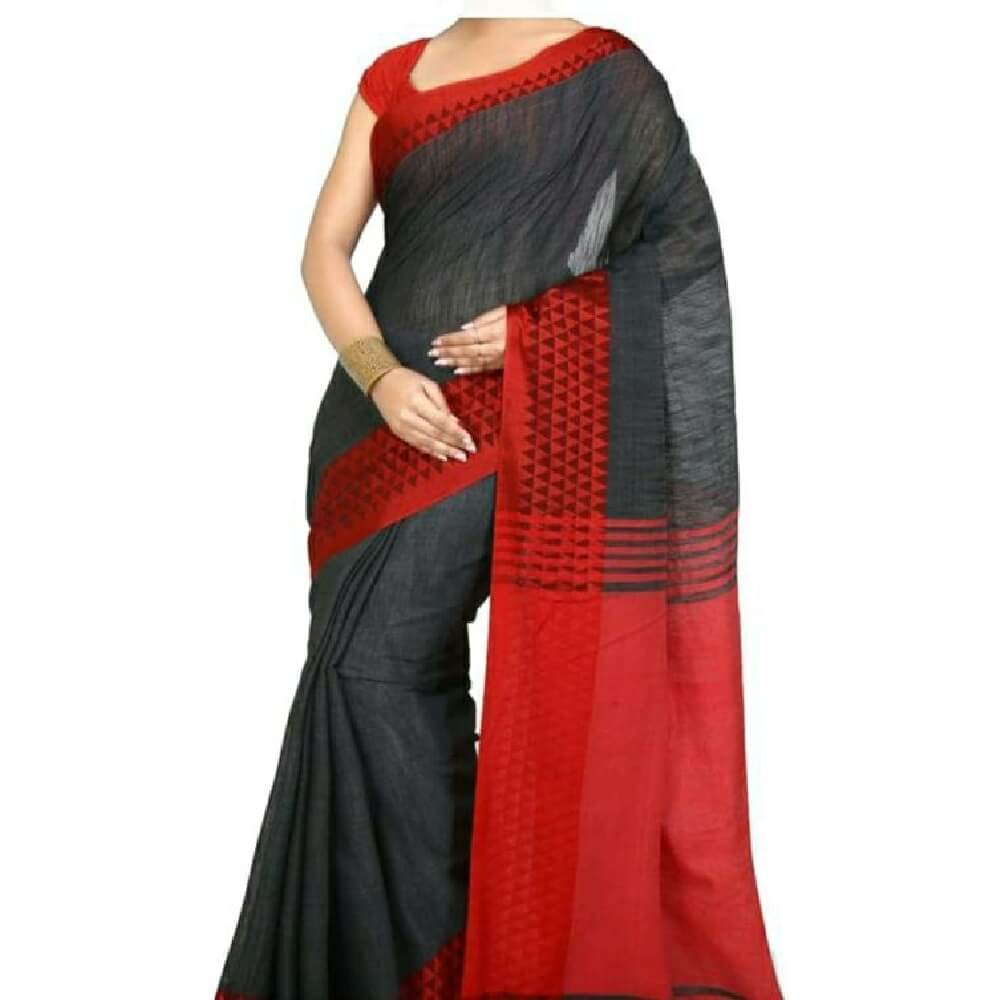 Cotton Silk saree Red and Black