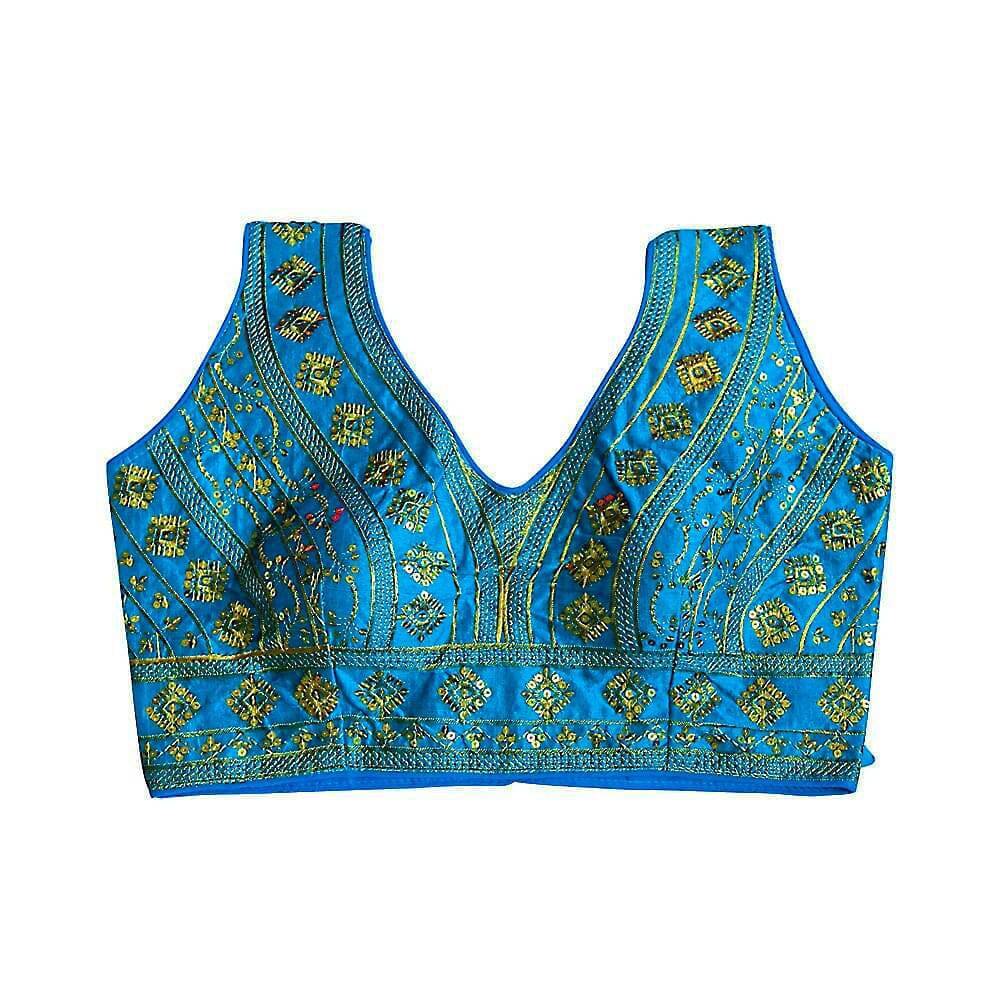 Sleeveless Readymade Saree Blouse - Teal