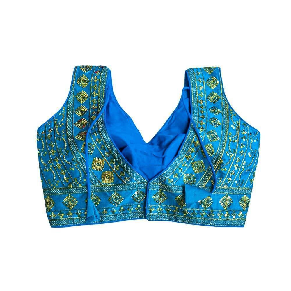 Sleeveless Readymade Saree Blouse - Teal