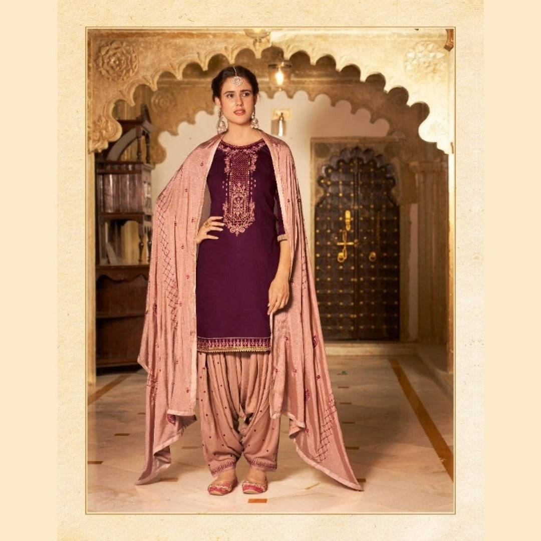 Patiala Suit in Maroon Color