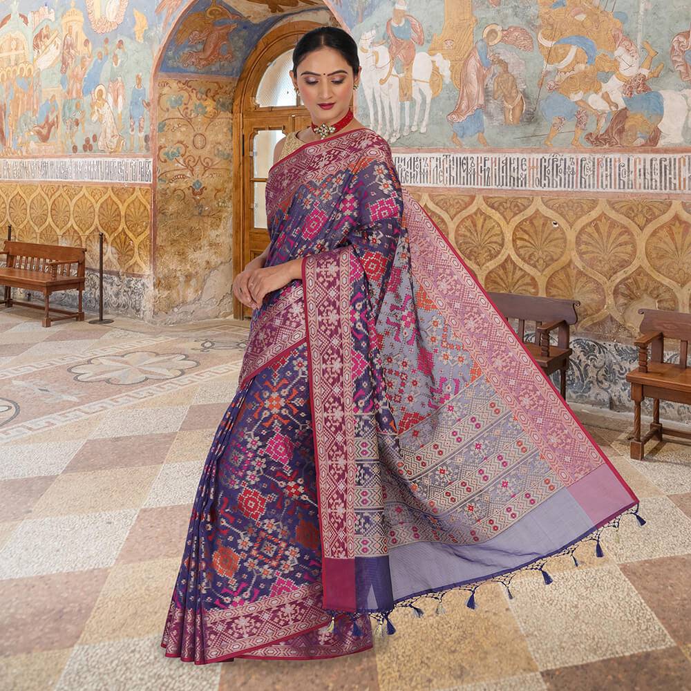 Benarasi Kota Patola sari - Blue