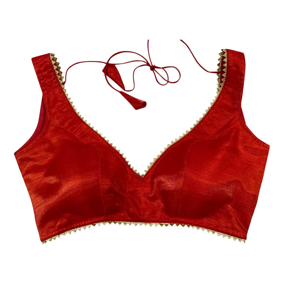Stylish Sleeveless blouse in Silk - Red Media 1 of 1