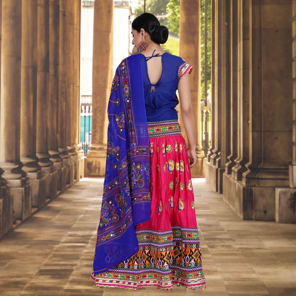 Pink And Blue Traditional Chania Choli