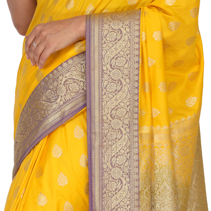Banarasi katan silk sari - Yellow