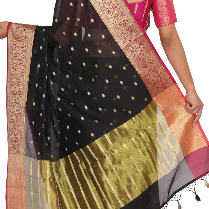 Banarasi cotton Silk sari - Black