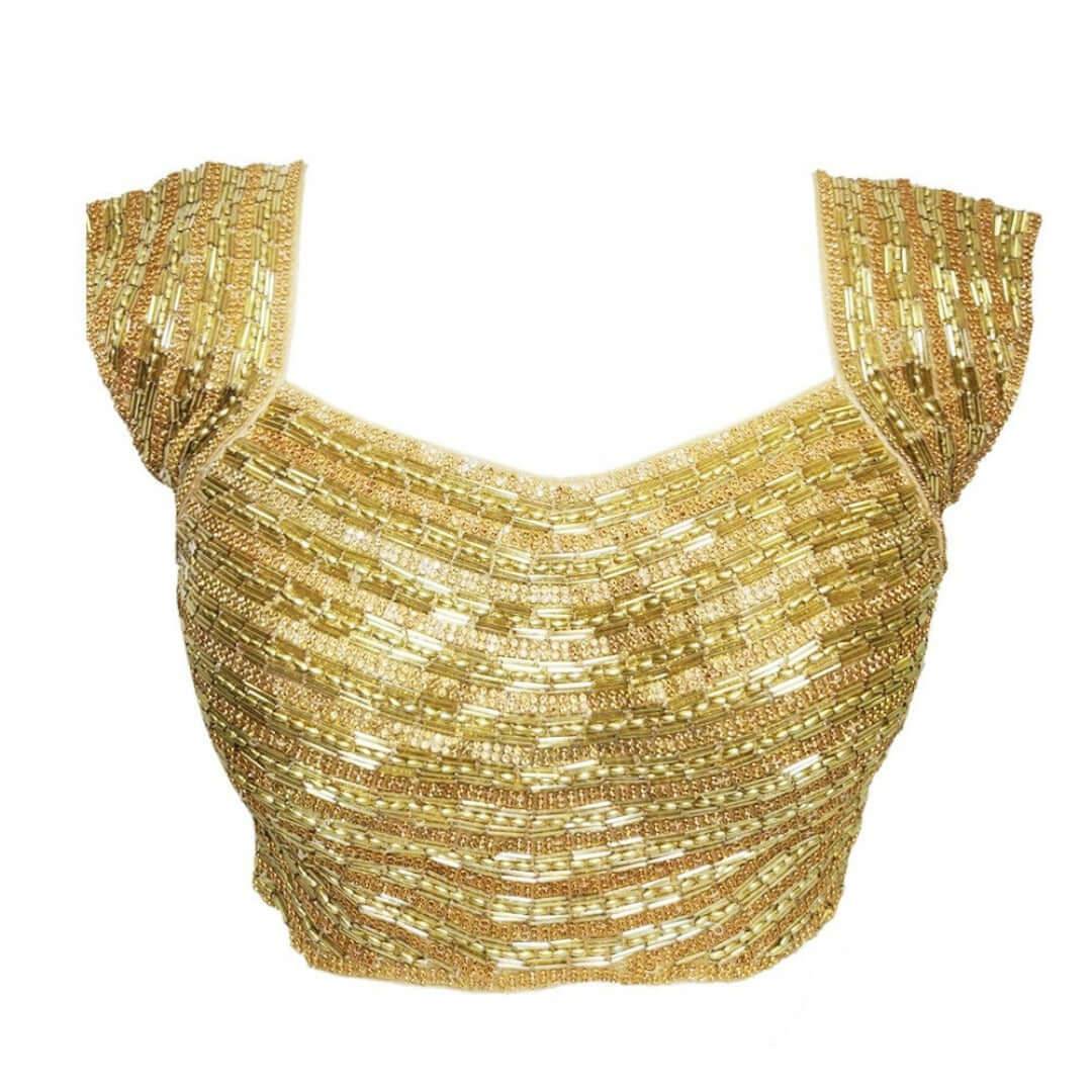 Gold color hand embroidered blouse