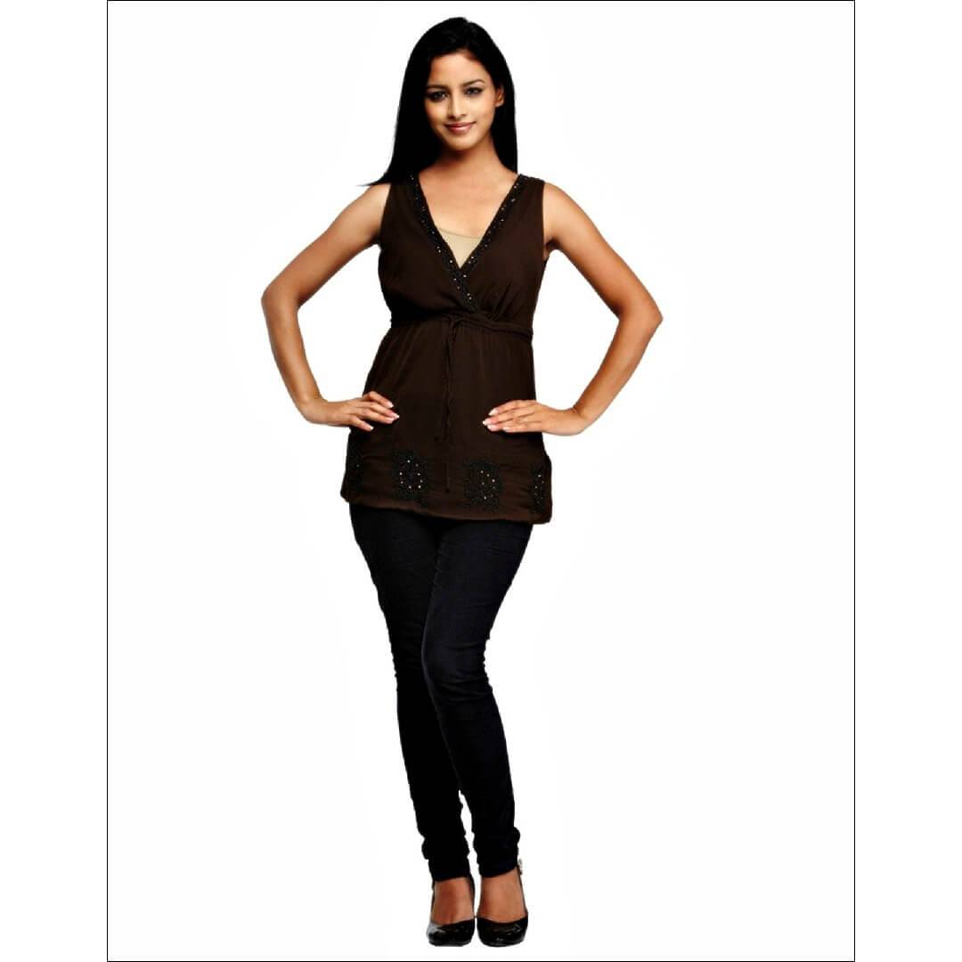 Brown Top with stone work - Chiro's By Jigyasa