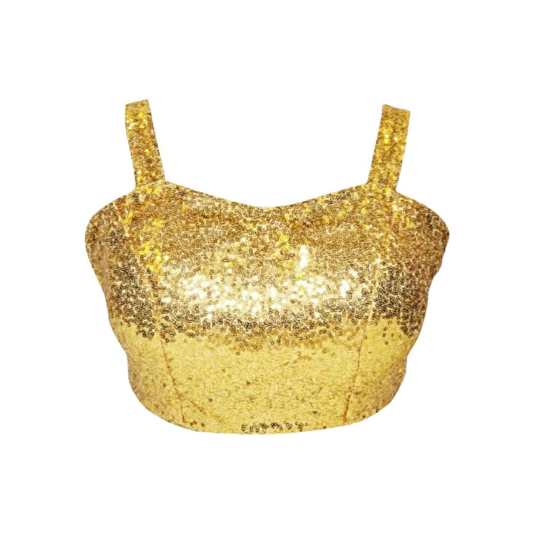 Sleeveless Gold Blouse with sequin work all over