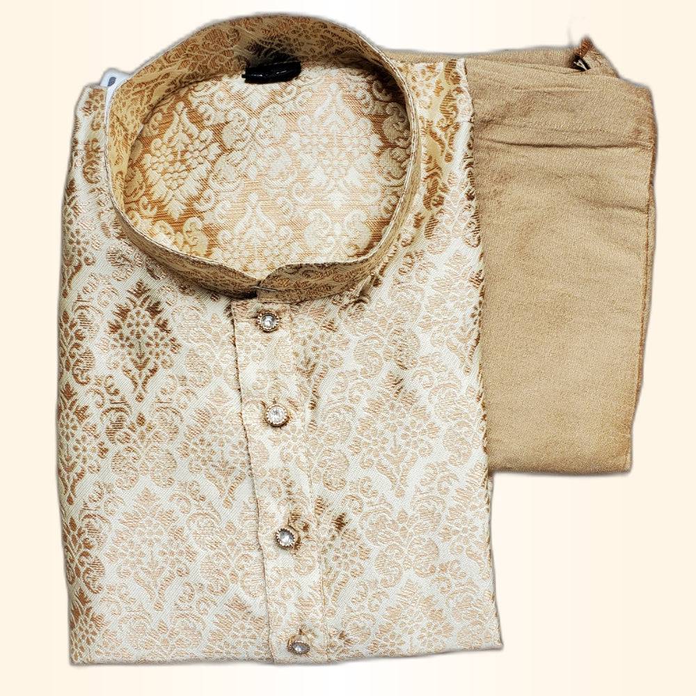 Brocade Kurta Pajama for Boys - Cream