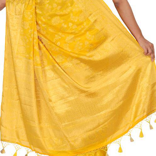 Yellow Khaddi Georgette closeup