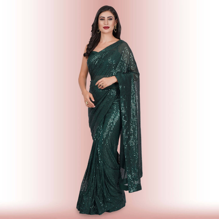 1 Minute Sequin Saree - Iridium