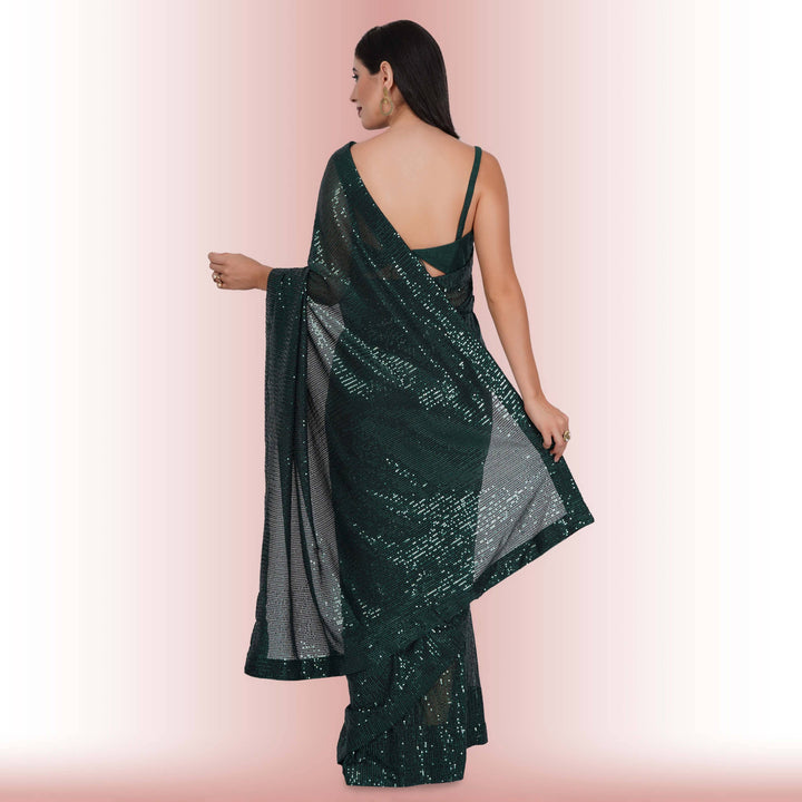 1 Minute Sequin Saree - Iridium