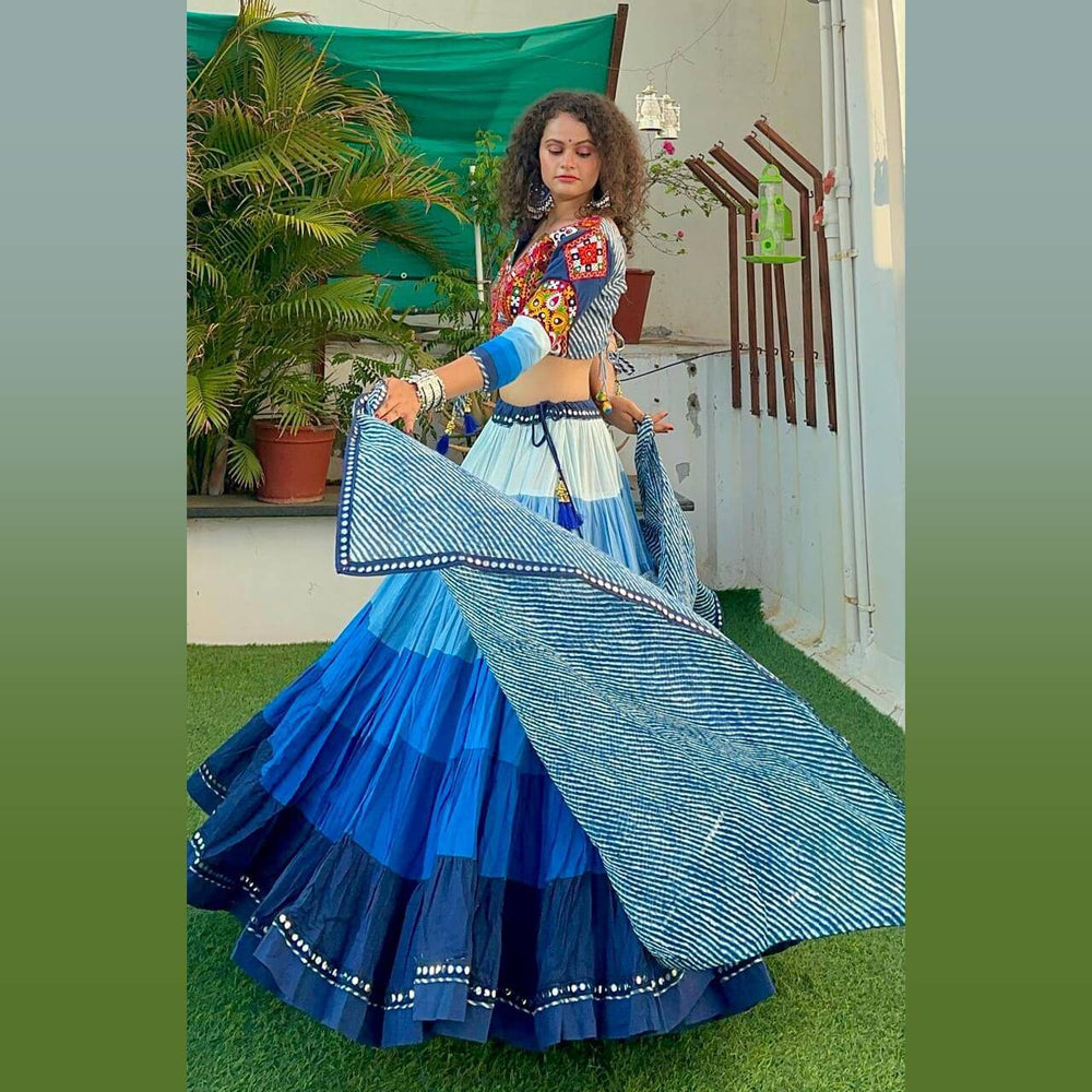 30 Meter Cotton Chania Choli - Blue - Chiro's By Jigyasa
