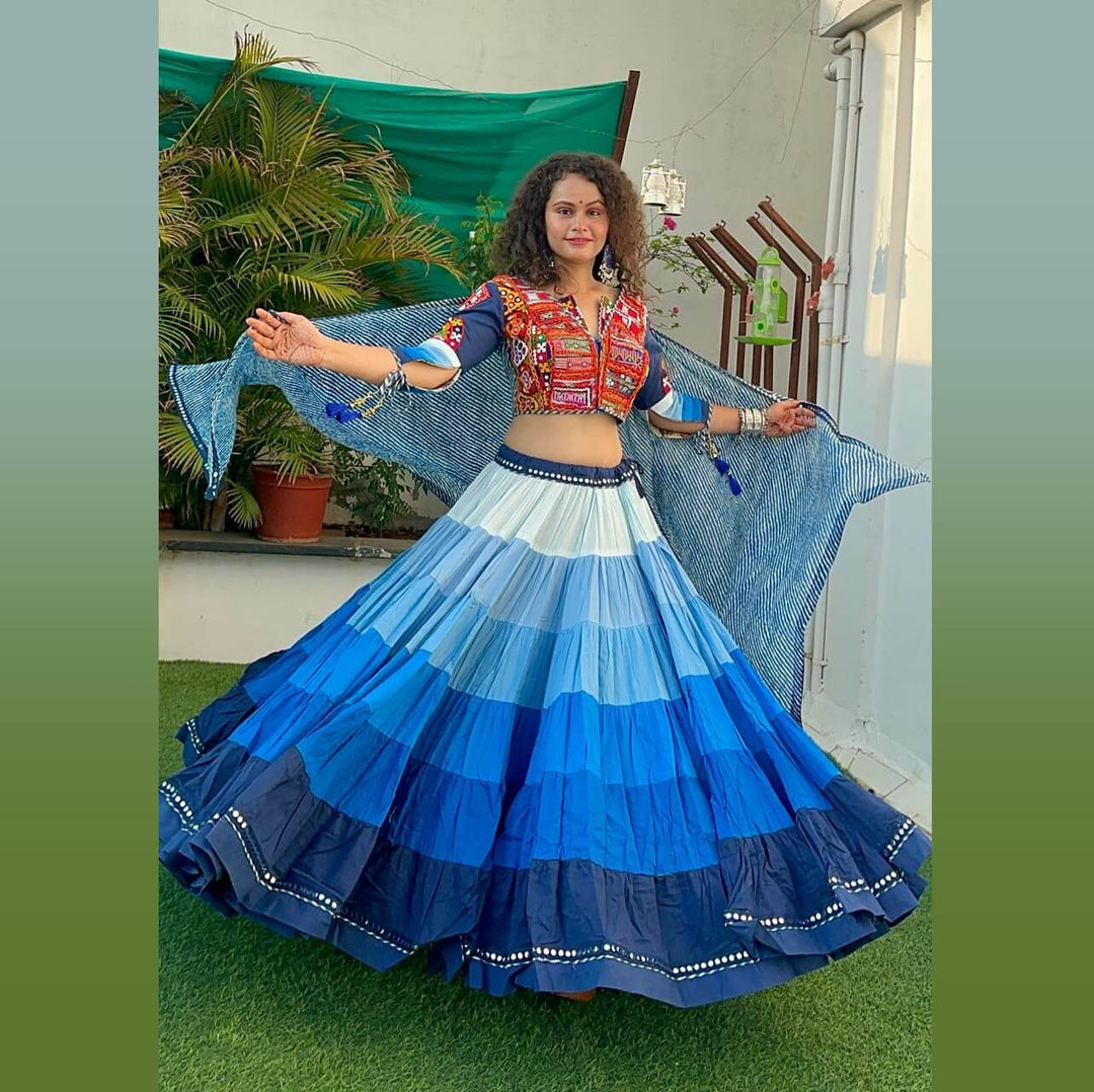 30 Meter Cotton Chania Choli - Blue - Chiro's By Jigyasa