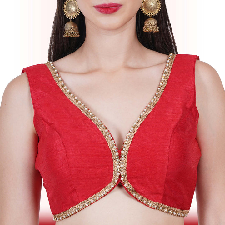 Brocade Lehenga for Wedding Guests - Red