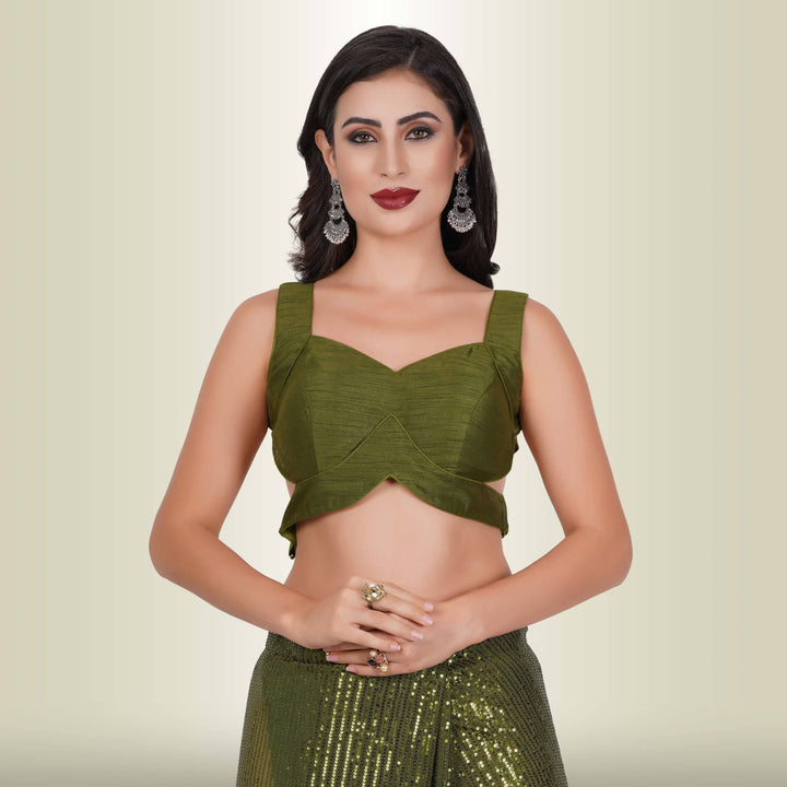 One Minute Sequin Saree - Dark Green