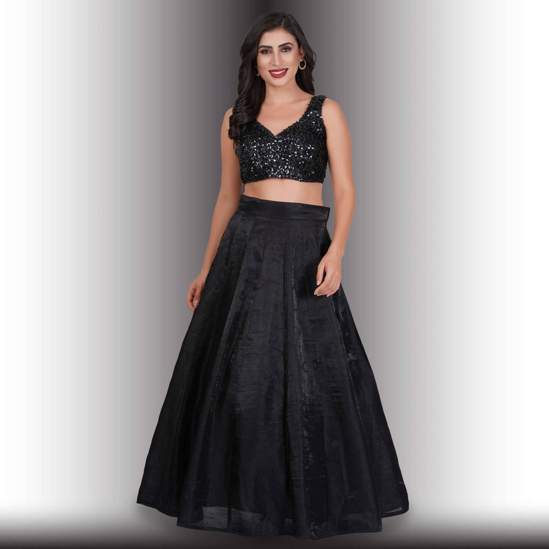 Party Wear Black and White lehenga Media 1 of 7