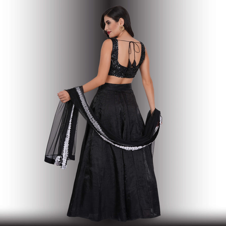 Party Wear Black and White lehenga Media 1 of 7