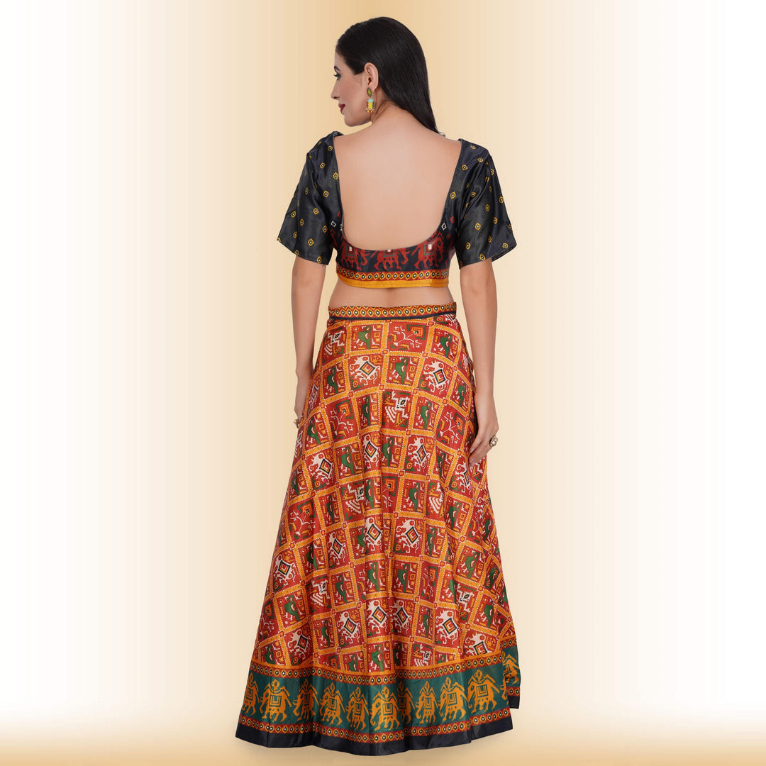 Silk Chania Choli with Patola Prints