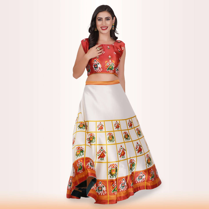 Silk Chania Choli with Patola Prints