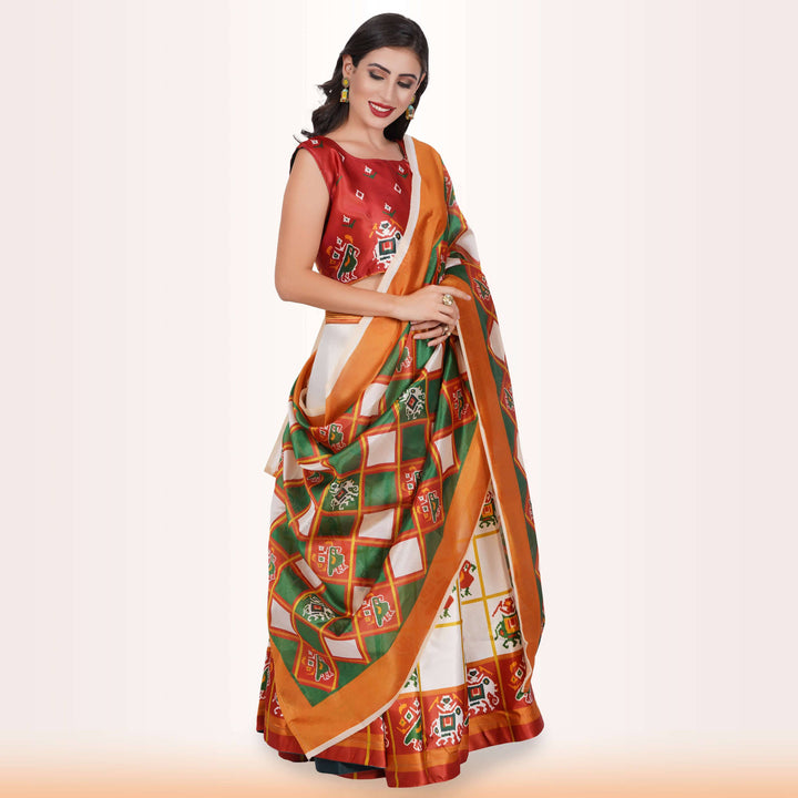 Silk Chania Choli with Patola Prints