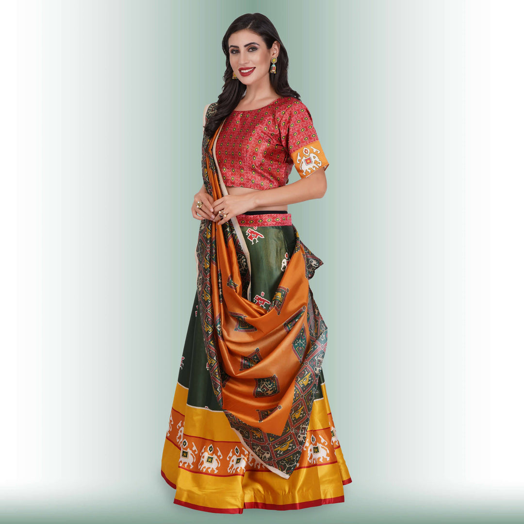 Silk Chania Choli with Patola Prints