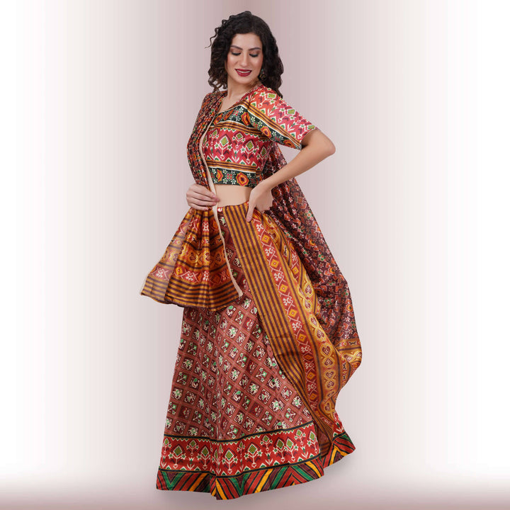 Silk Chania Choli with Patola Prints