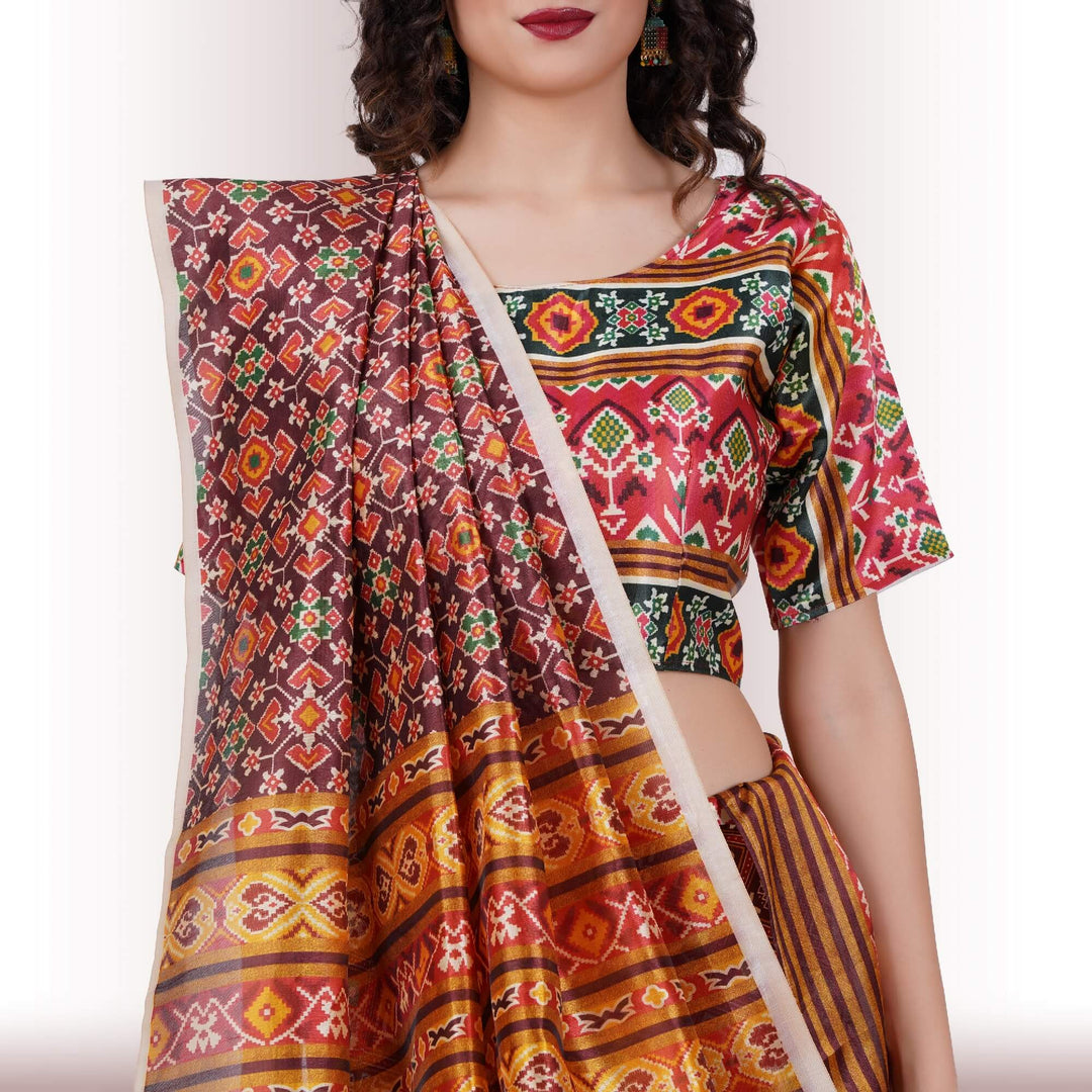 Silk Chania Choli with Patola Prints