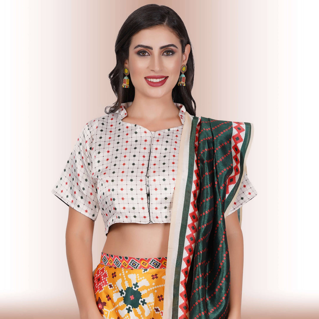 Silk Chania Choli with Ikkat print