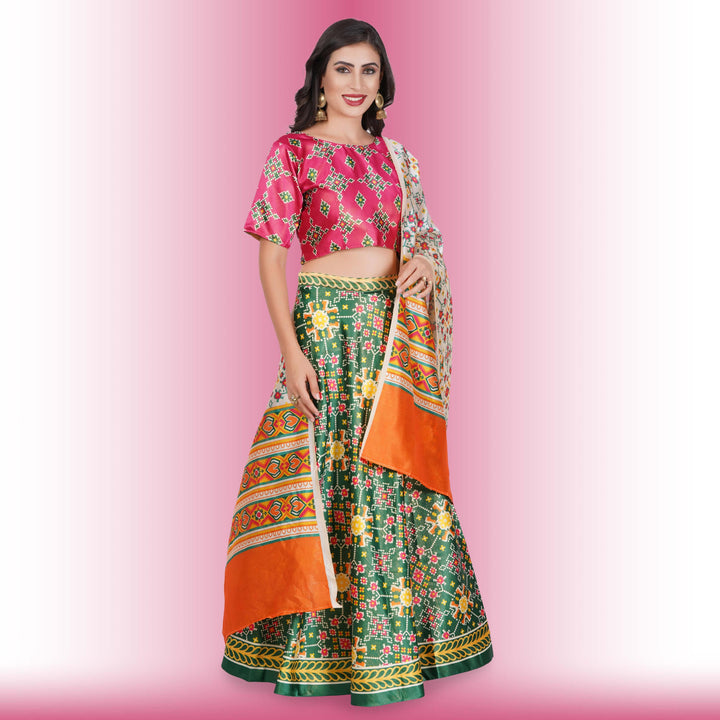 Silk Chania Choli with Ikkat print