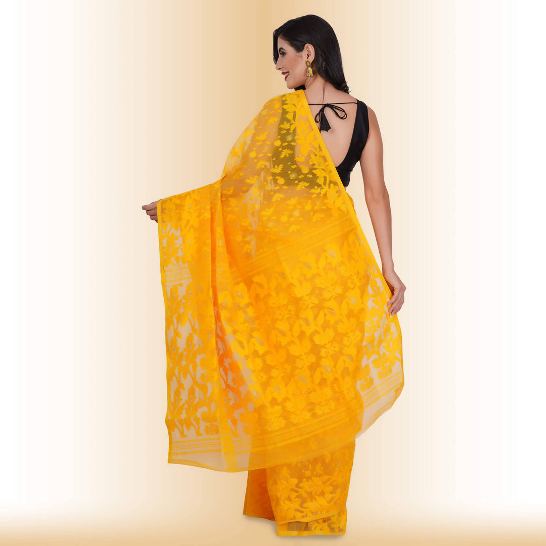 Handmade Jamdani Cotton Sarees - yellow