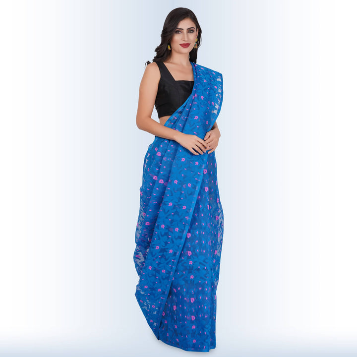 Handmade Jamdani Cotton Sarees - Blue