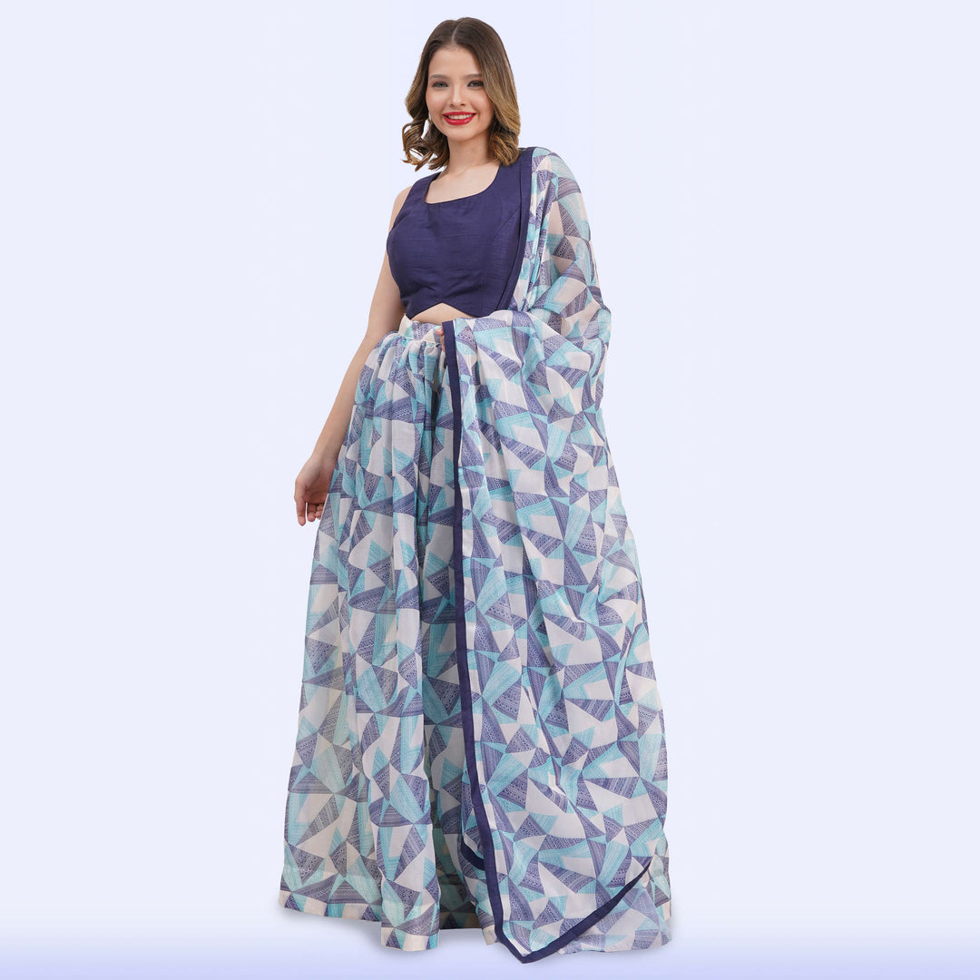 Custom-Designed Chic Geometric Print Lehenga Choli Set