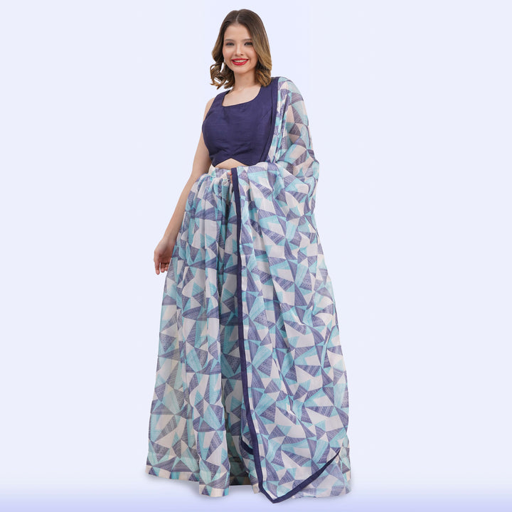 Custom-Designed Chic Geometric Print Lehenga Choli Set