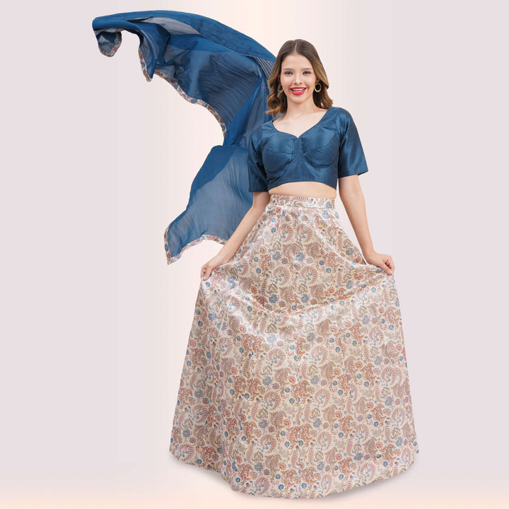 Elegant Paisley Print Lehenga Choli Set