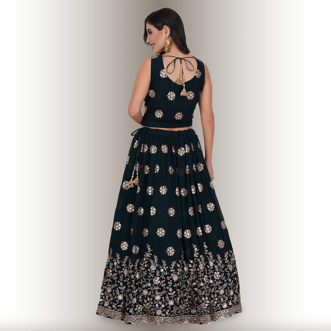 Floral Embroidered Lehenga in Georgette