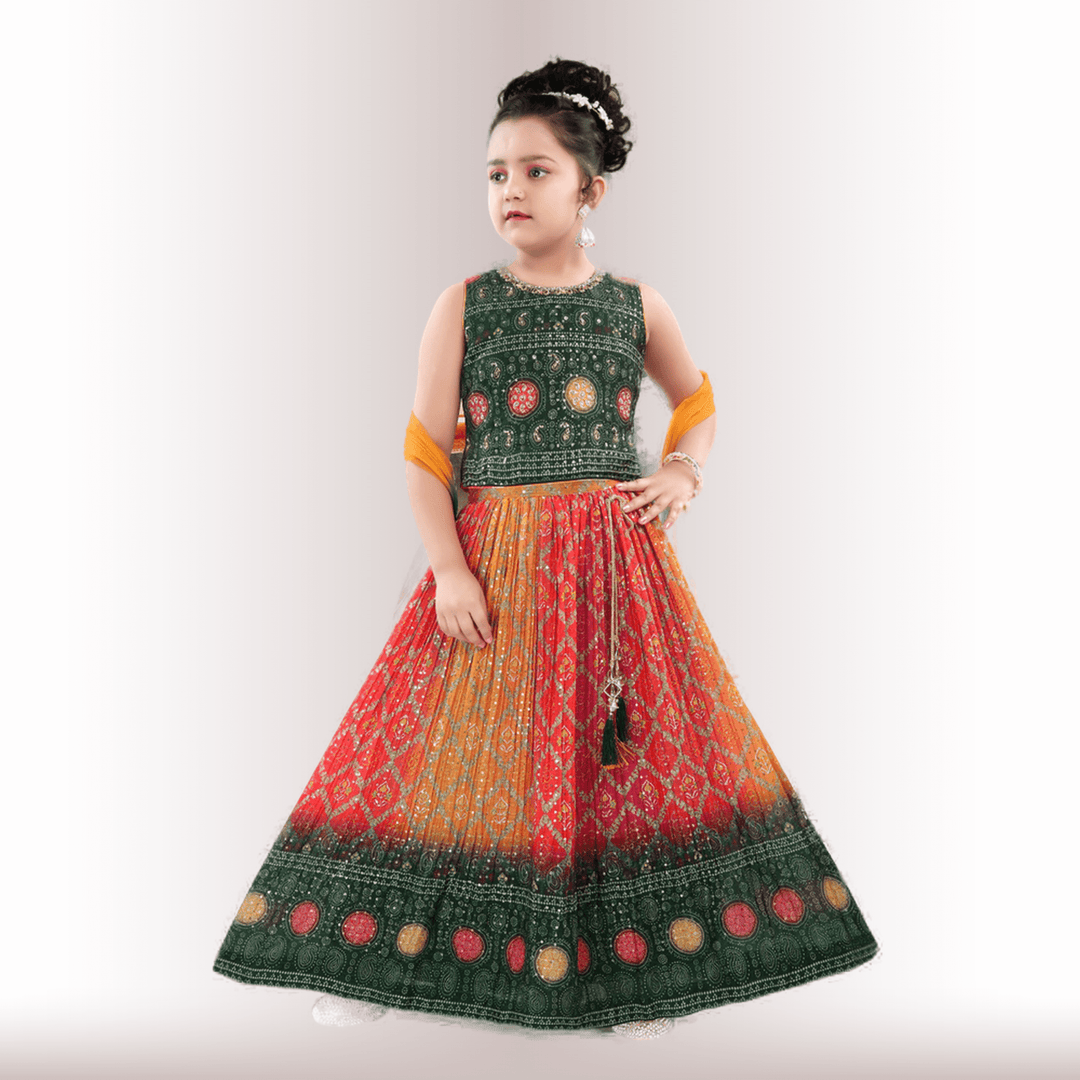 Bandhani Print Chania choli for girls