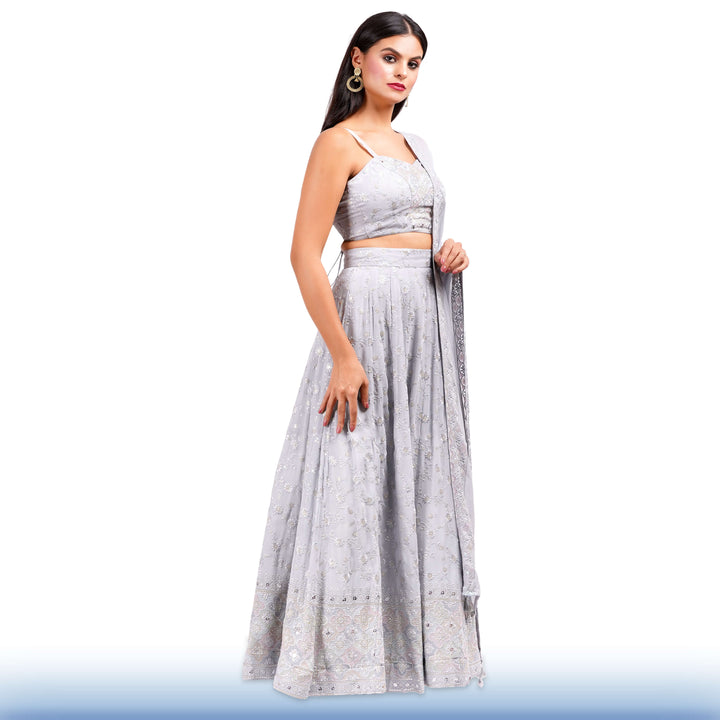 Gray Georgette Lehenga - Chiro's By Jigyasa