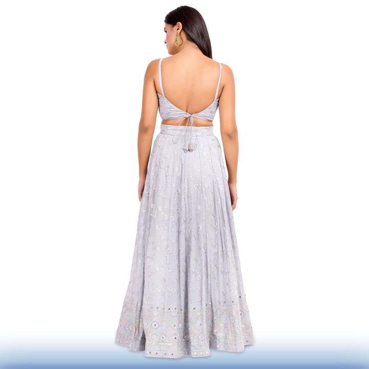 Gray Georgette Lehenga - Chiro's By Jigyasa