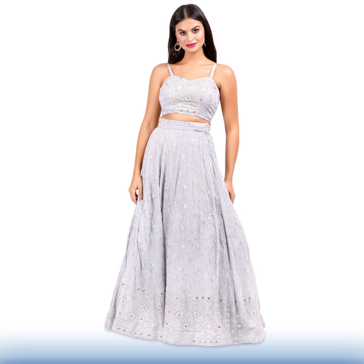 Gray Georgette Lehenga - Chiro's By Jigyasa