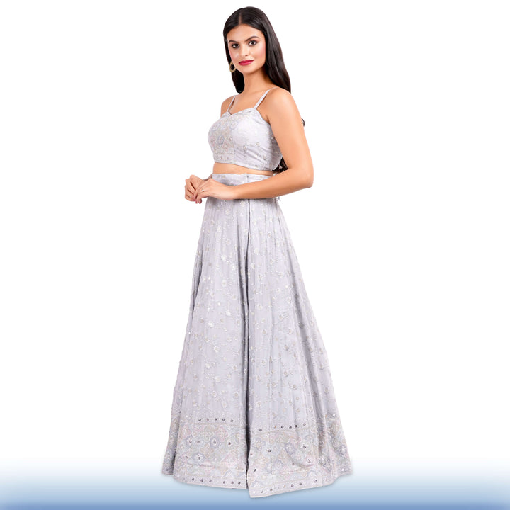 Gray Georgette Lehenga - Chiro's By Jigyasa