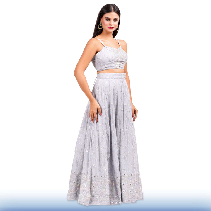 Gray Georgette Lehenga - Chiro's By Jigyasa