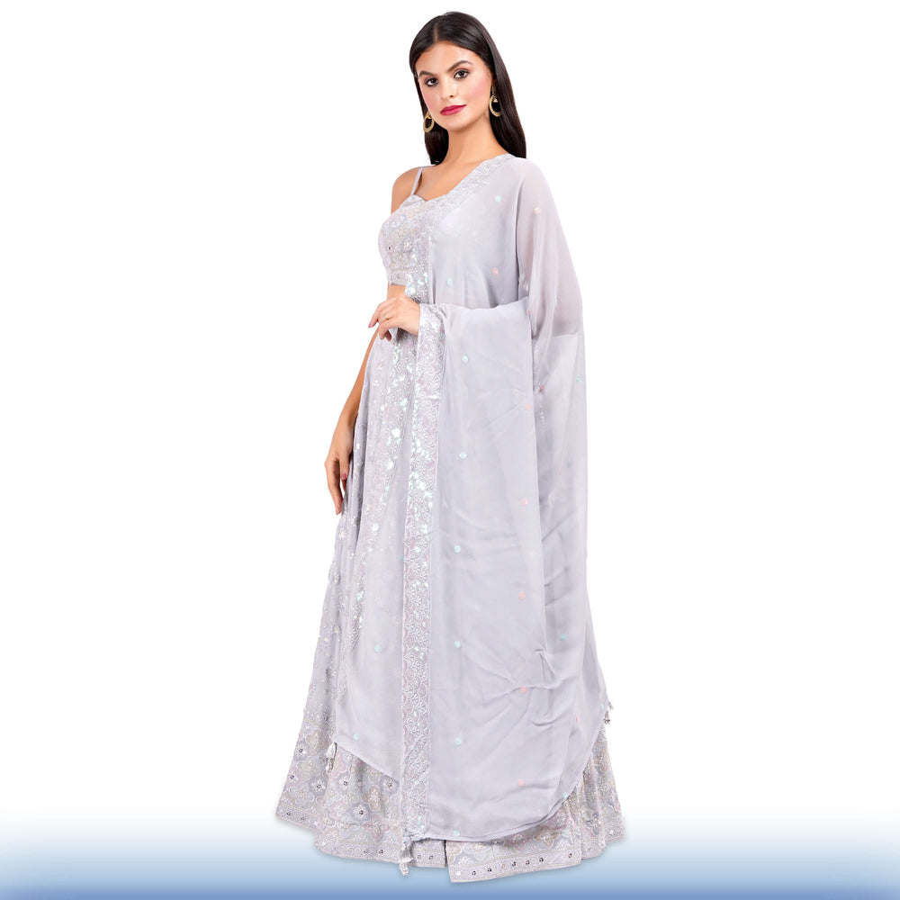 Gray Georgette Lehenga - Chiro's By Jigyasa