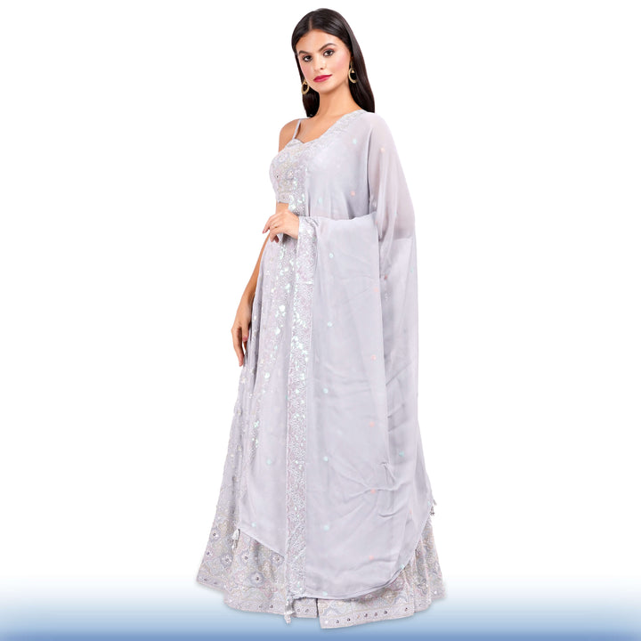 Gray Georgette Lehenga - Chiro's By Jigyasa