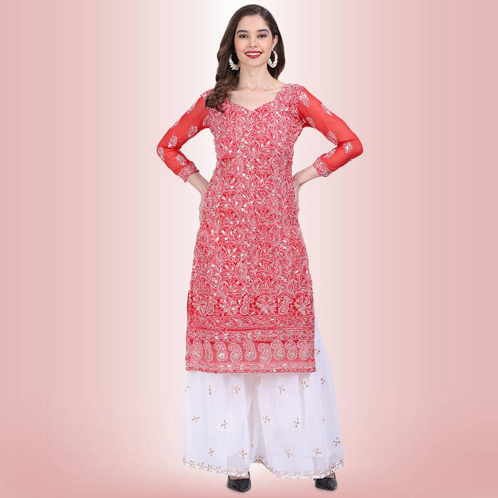 Chikankari And Gota Patti Palazzo Suit