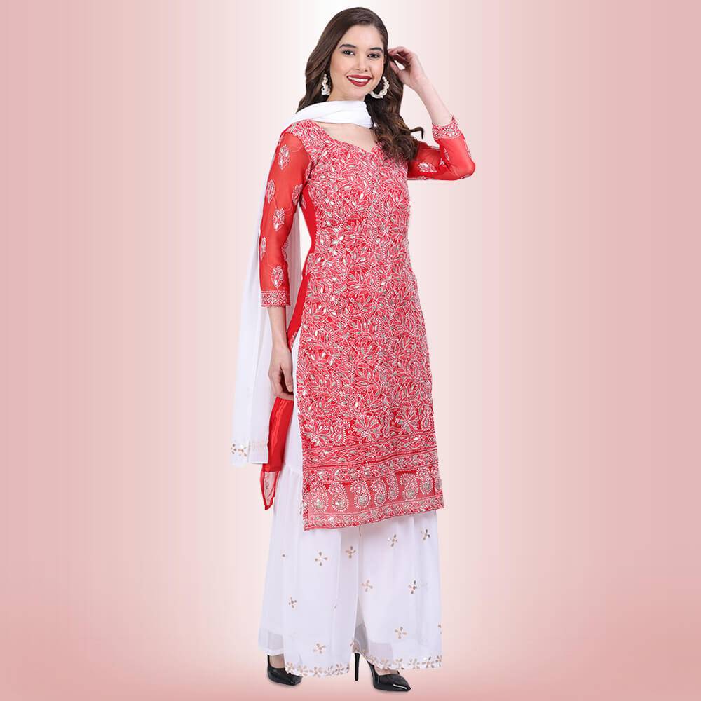 Chikankari And Gota Patti Palazzo Suit