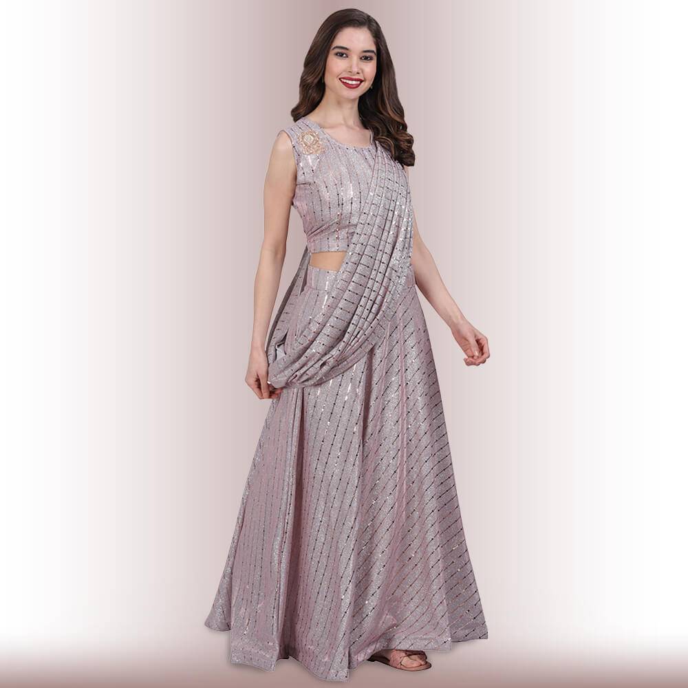 Shimmer lehenga with wrap around dupatta