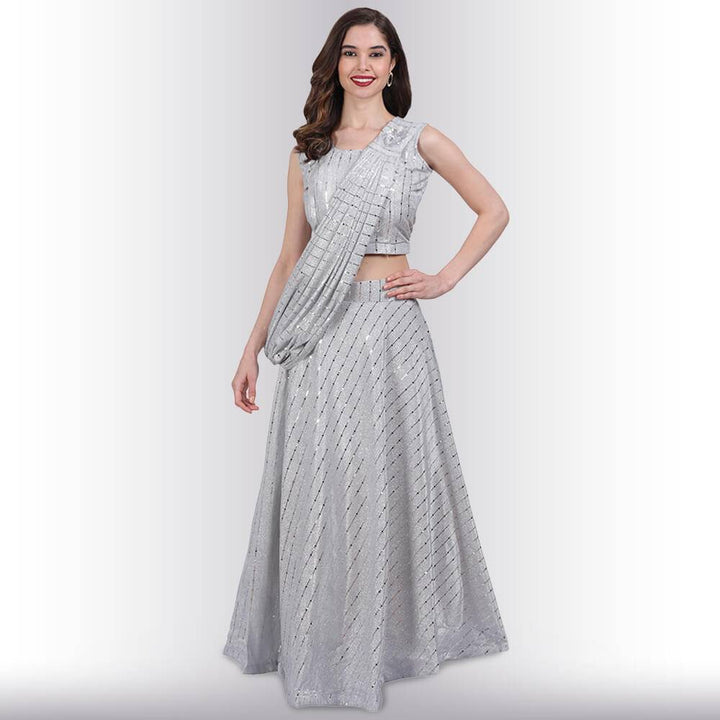 Shimmer lehenga with wrap around dupatta