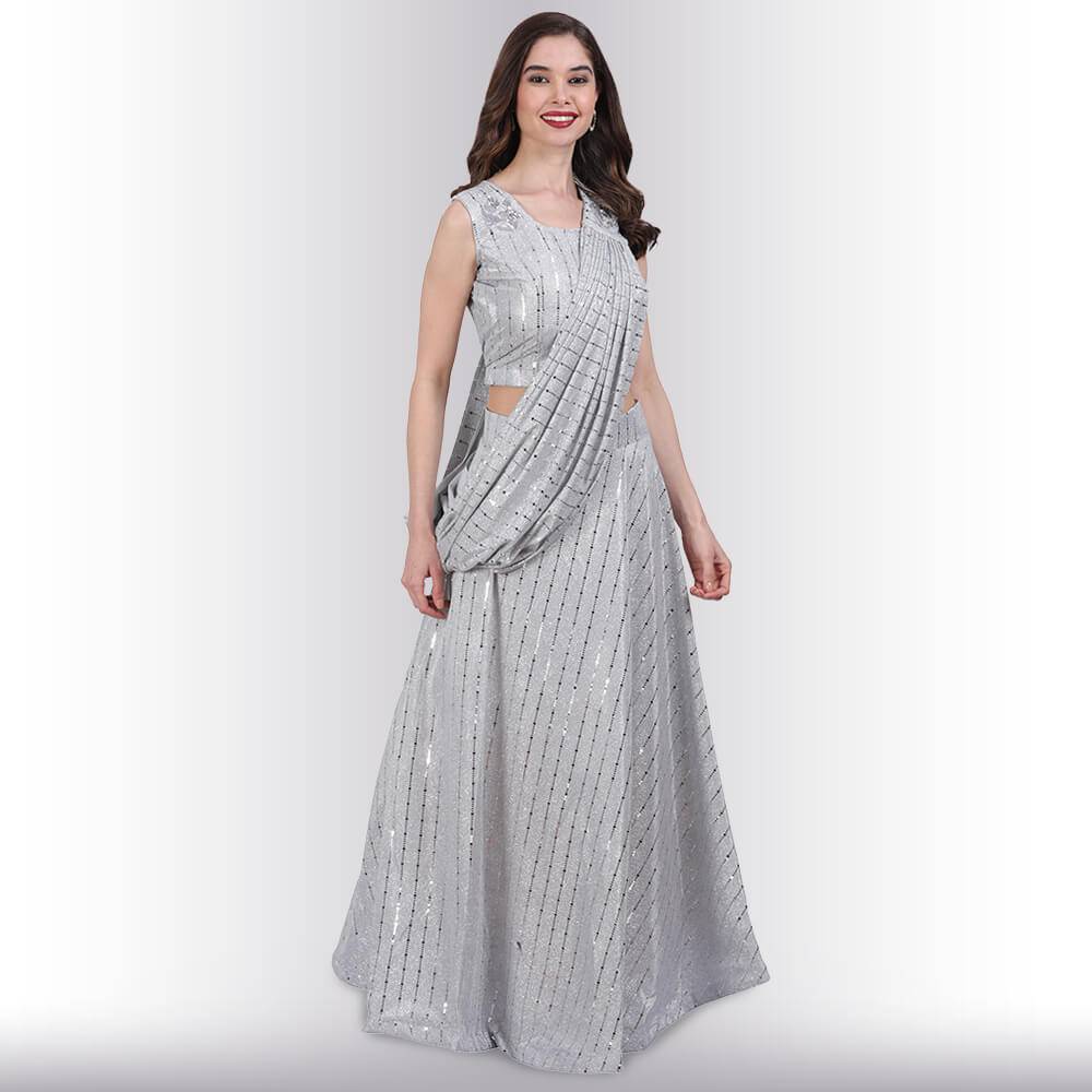 Shimmer lehenga with wrap around dupatta